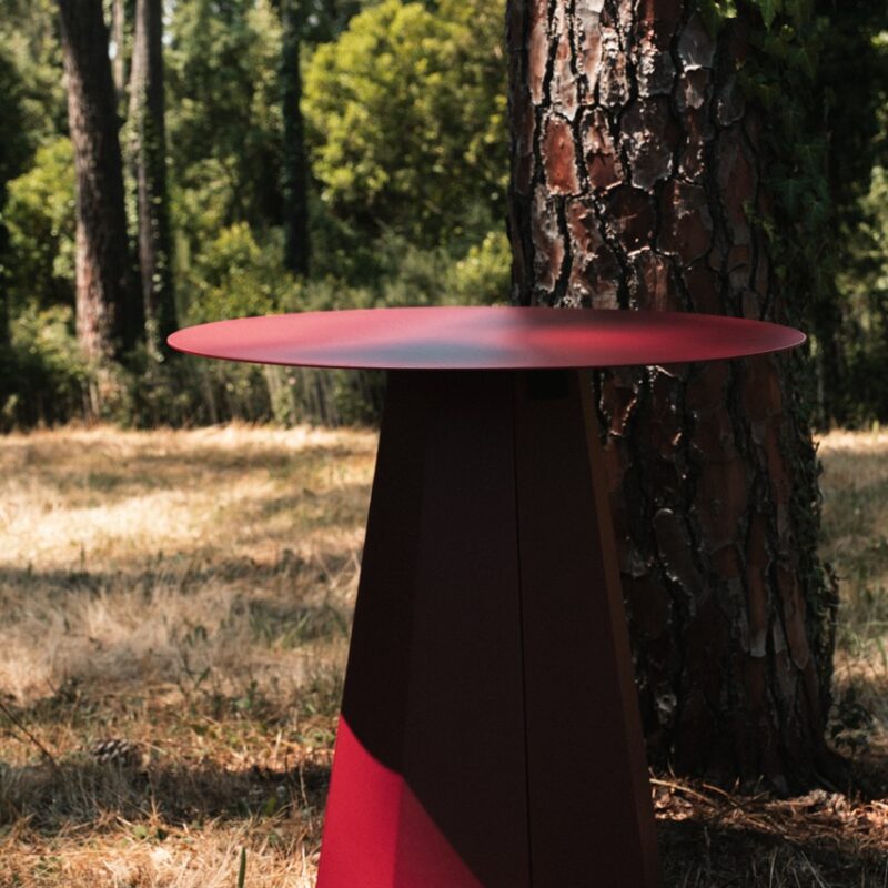 Table haute Itsaso recyclée en acier recyclé Ø 80 cm