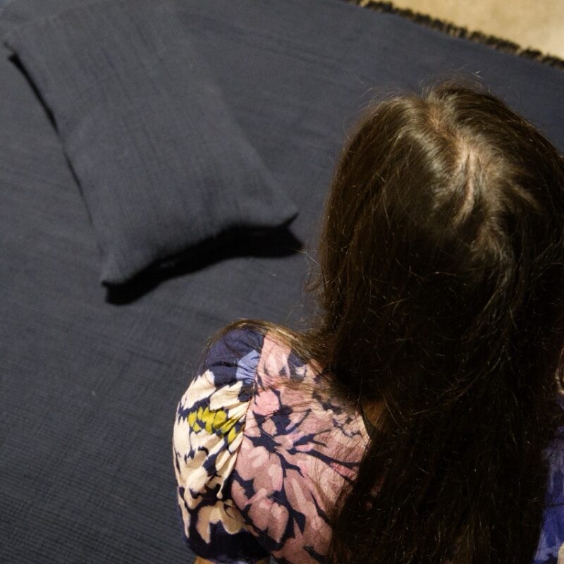 Coussin en tissu recyclé