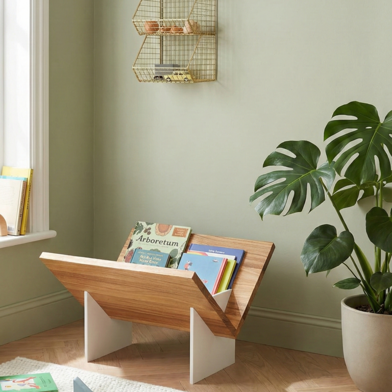 Porte-revues Raphaël bois & corian upcyclé