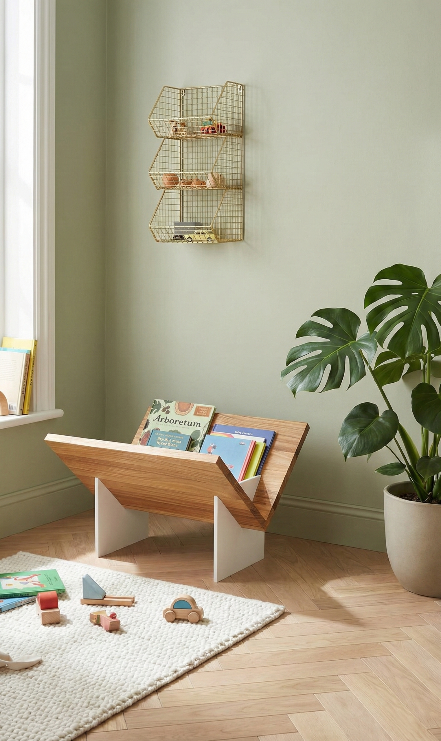 Porte-revues Raphaël bois & corian upcyclé